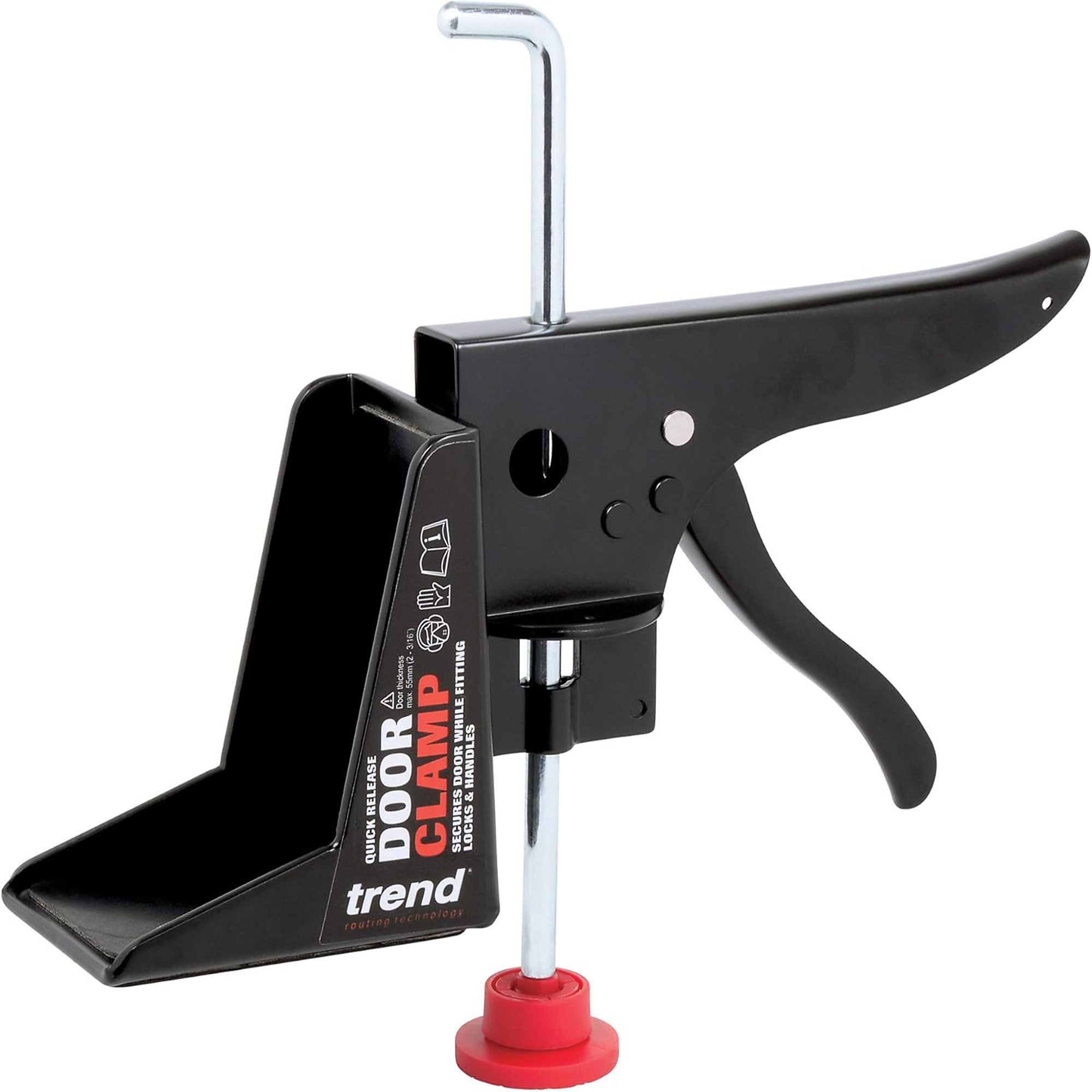 Trend Door Clamp Ratchet Type, Maximum door thickness 2-3/16 inch, Holds door while drilling, D/CLAMP/A